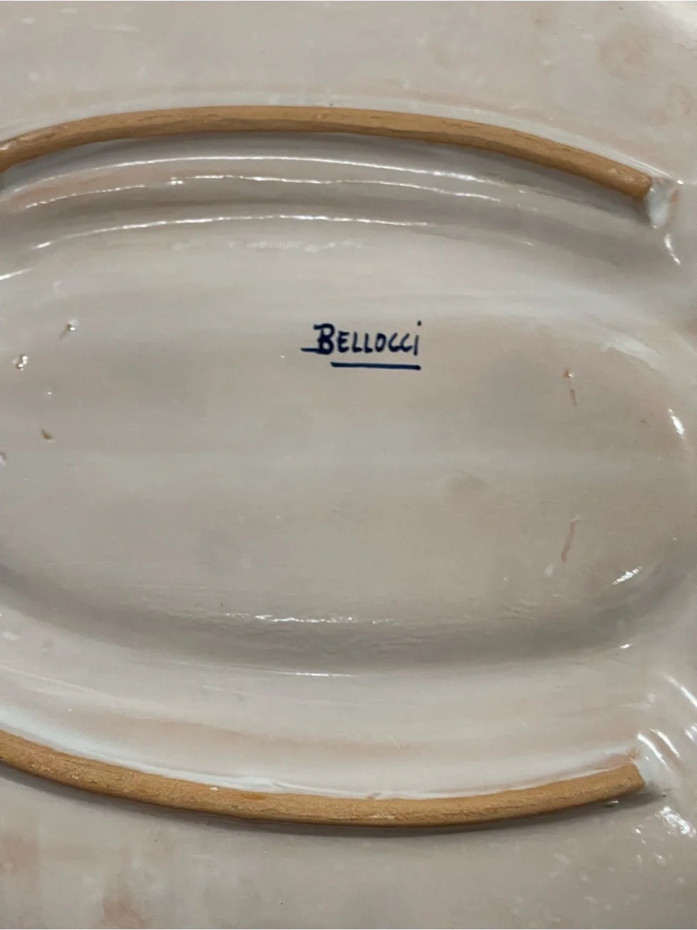 Bellocci hand-painted Italian ceramic antipasti serving tray fruit motif 14x10